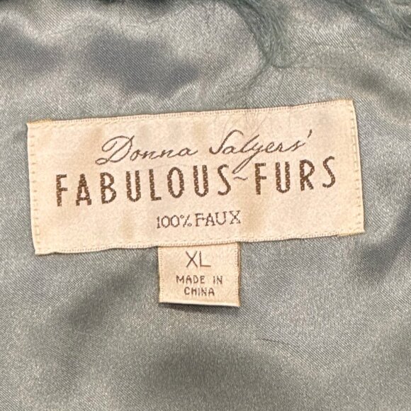Fabulous Furs~Donna Salyers~ Funky Shaggy Blue Faux Fur Jacket/Coat~Size XL - Picture 3 of 3